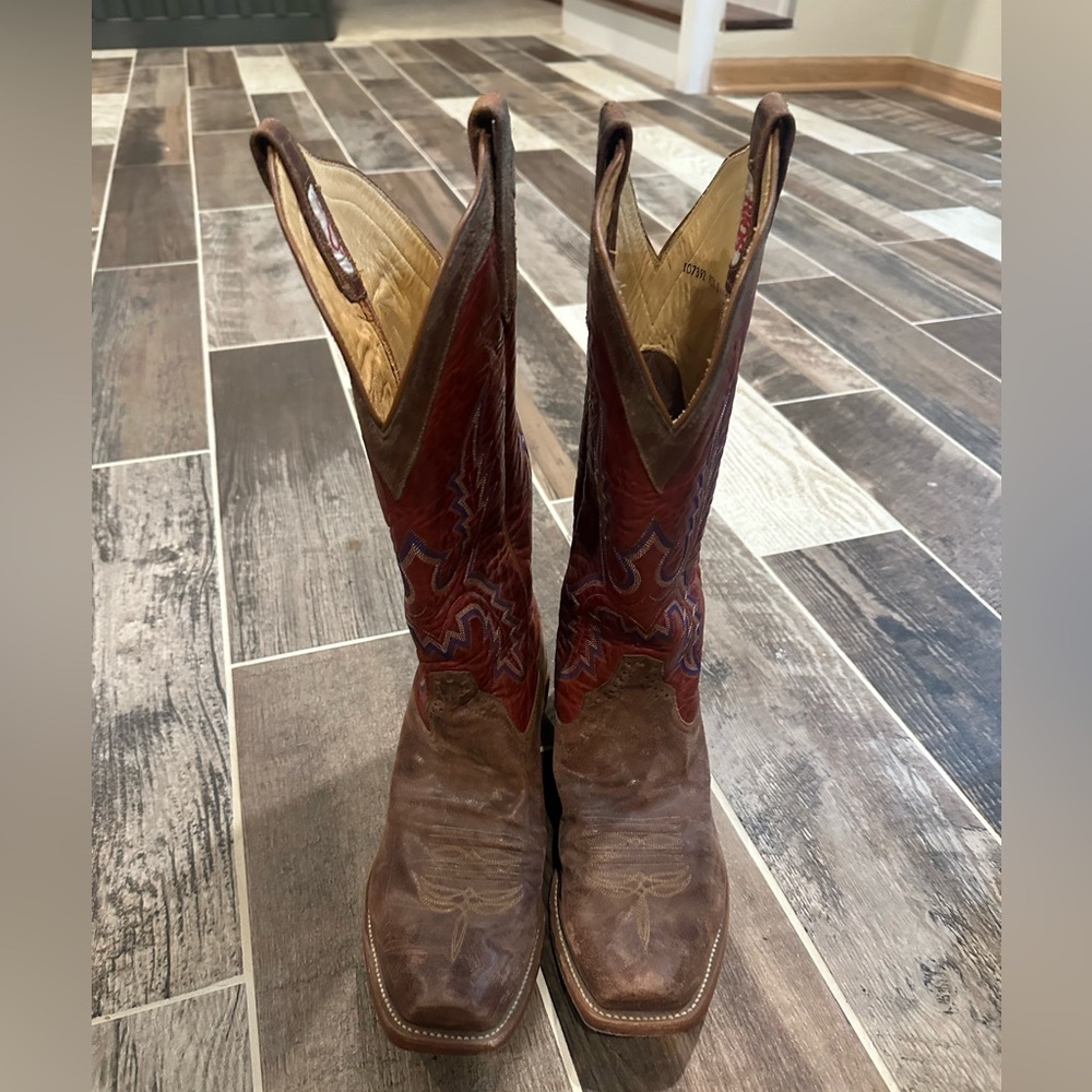 Rios of Mercedes Red and Brown Cowboy Boots